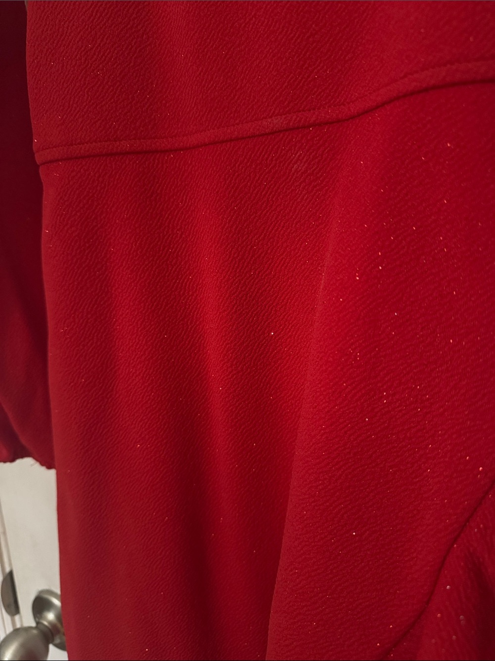 Red Long-Sleeve Ruffle Wrap Dress - Picture 2 of 3
